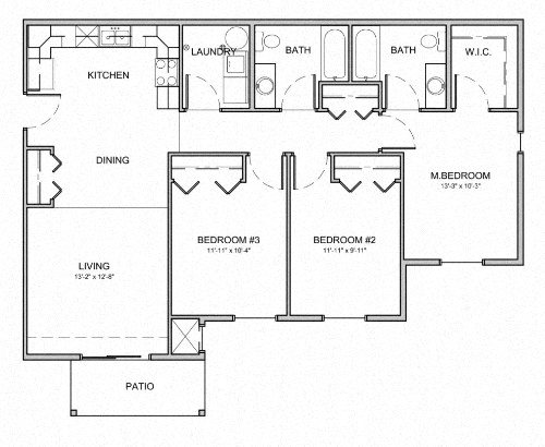 3x2 B floor plan